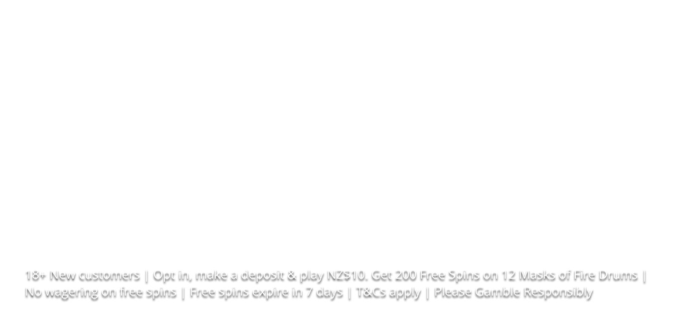 Wiz Slots Get 200 Free Spins on 12 Masks of Fire Drums promotion