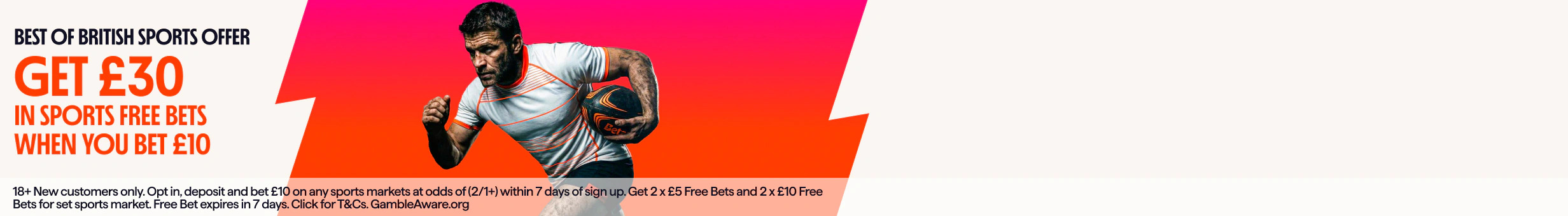 Betano NWC5 - Best Of British Sports - Bet £10 Get £30 promotion