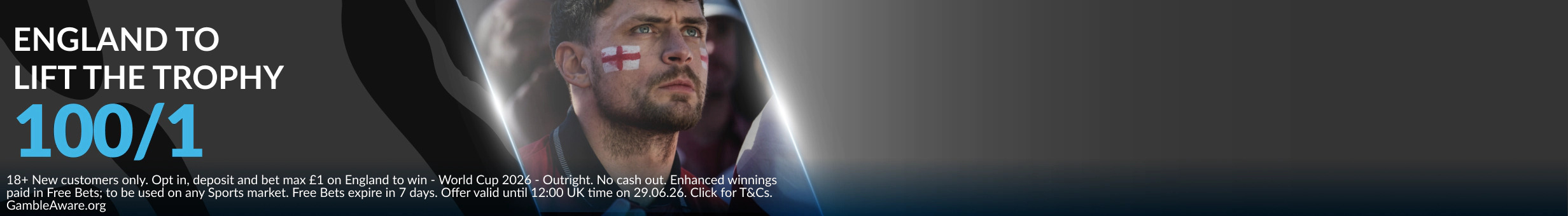 BetVictor BGJ0 England 100/1 to win WC promotion