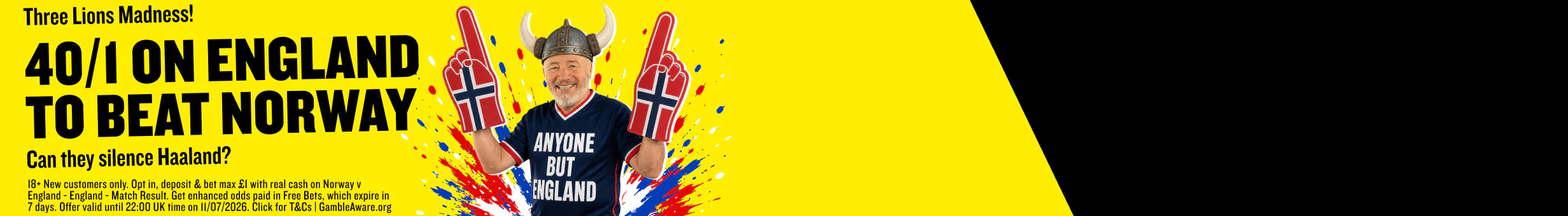 talkSPORT BET NVV3 - Get 40/1 on England to Beat Norway  promotion