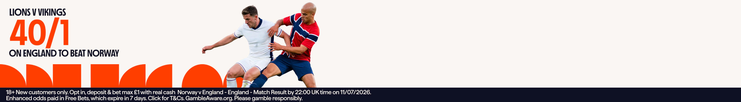 Betano NVV6 - Get 40/1 on England to Beat Norway promotion