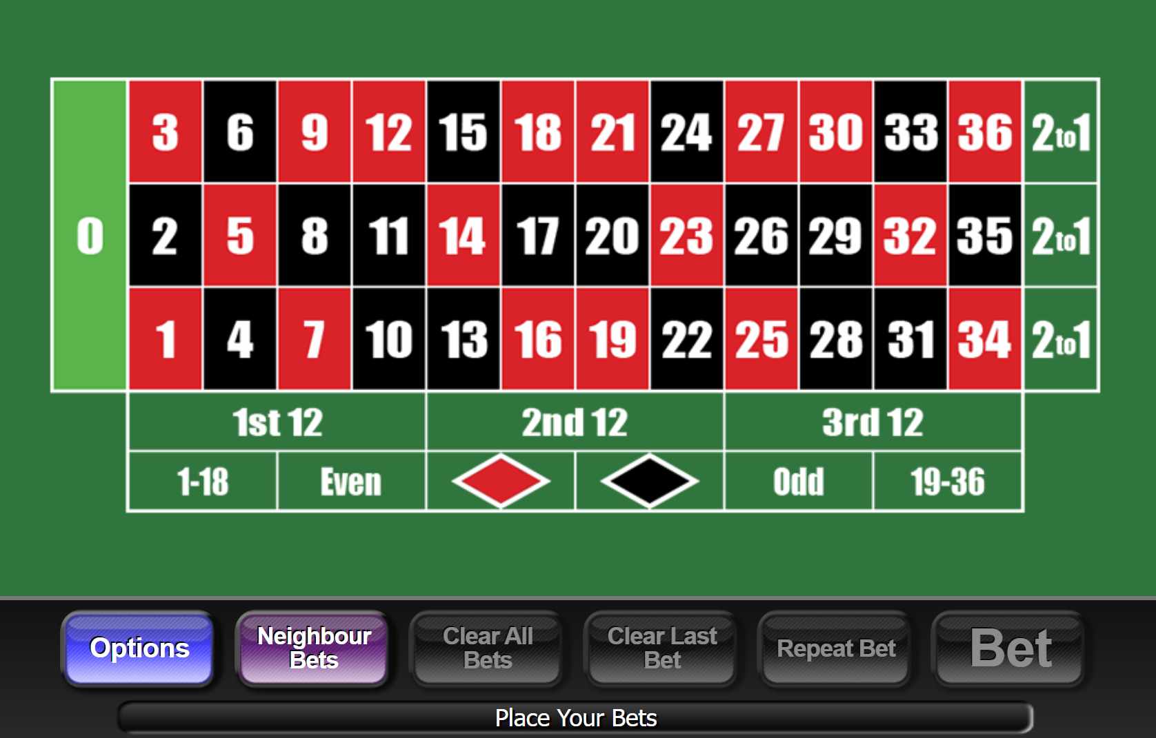 20p roulette table